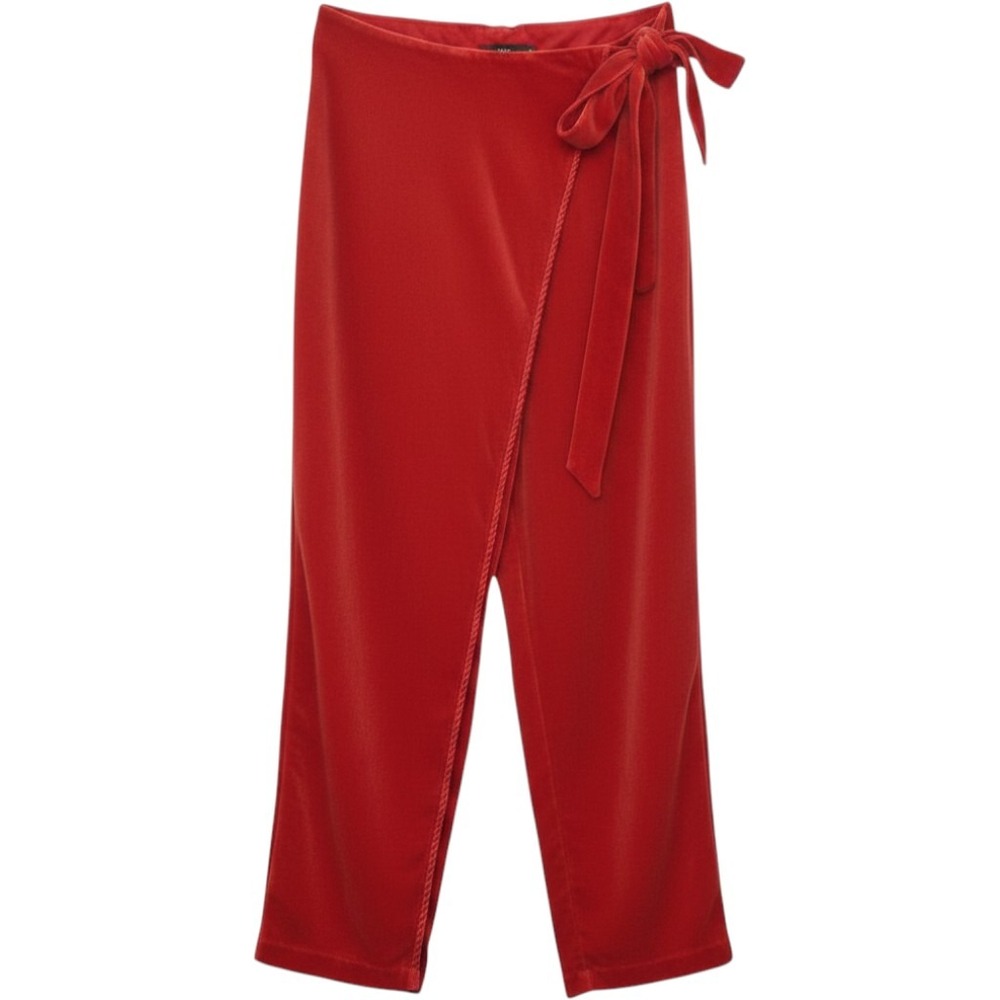 Bebe overlay tie front culotte pants Red wrap with tie detail size 4‎ NWT